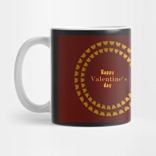 Golden hearts over red background Mug